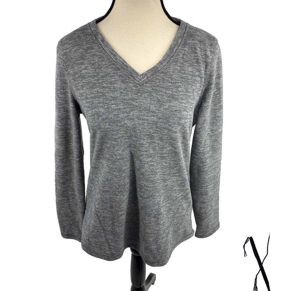 Tek Gear Womens Performance Fleece Sweatshirt Gray V Neck Pullover Size S
